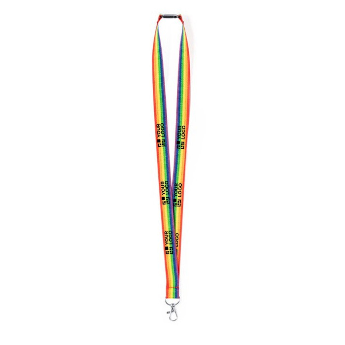 Lanyard en polyester multicolore avec mousqueton en métal
