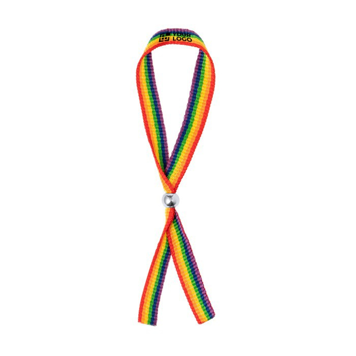 Bracelet en polyester multicolore à fermoir à bille réglable