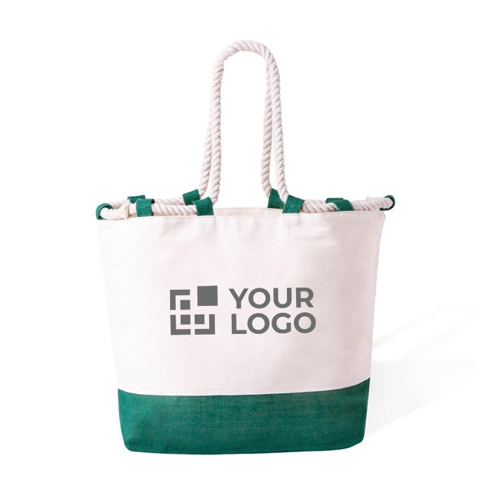 Sac bicolore en coton à longues anses en corde 280g/m²
