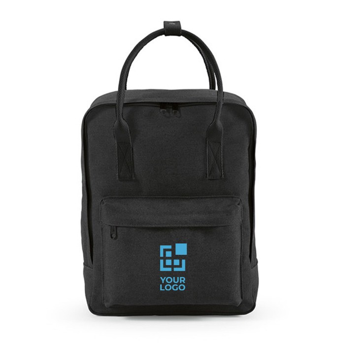Sac à dos en coton recyclé à anses et poche frontale 450g/m²