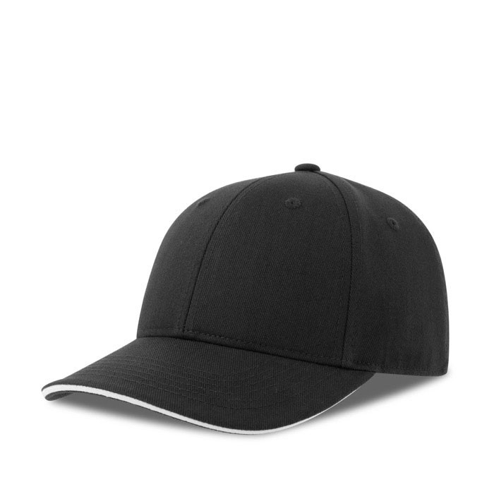 Casquette en coton recyclé et bio avec visière avec détails couleur blanc/noir