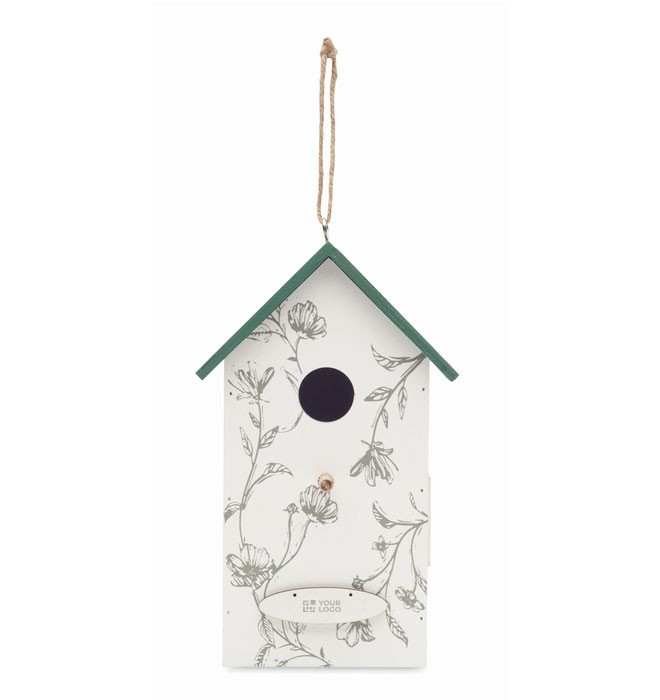 Nichoir pour oiseaux en bois avec un motif floral