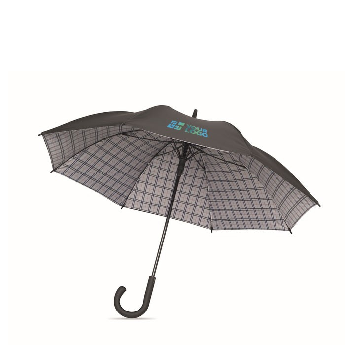 Parapluie anti-vent en pongé avec intérieur à carreaux, Ø58cm