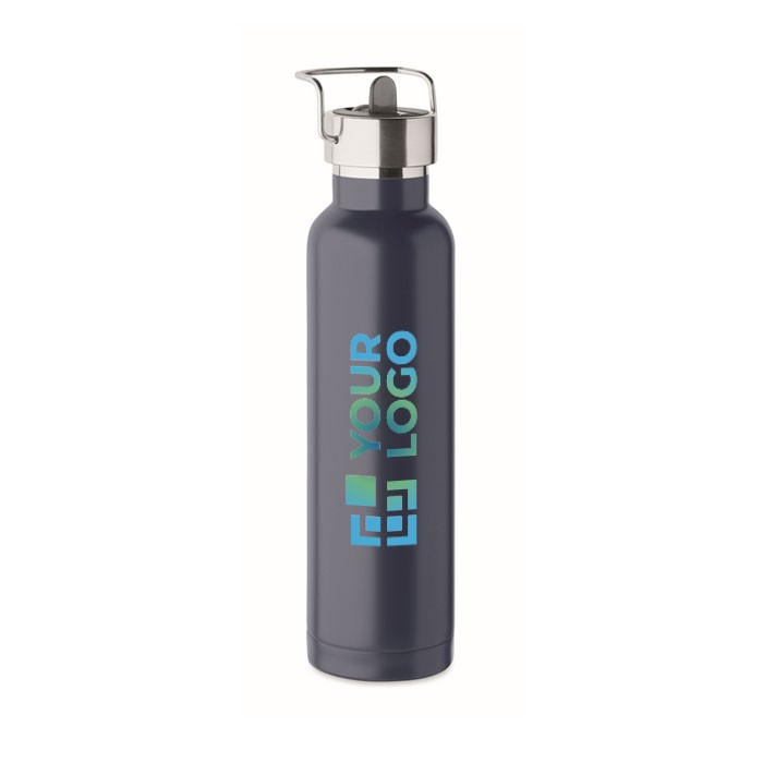 Gourde isotherme acier inoxydable recyclé, paille et poignée, 660ml