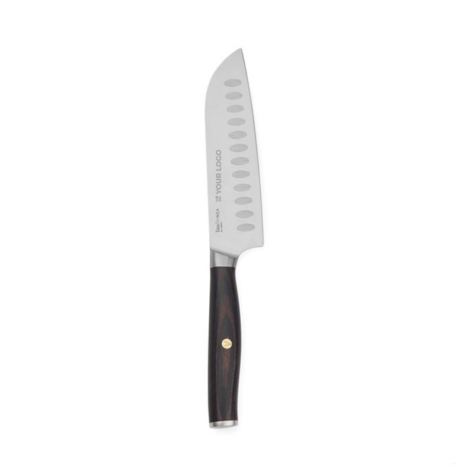 Couteau santoku en acier inoxydable recyclé et bois avec lame de 14 cm