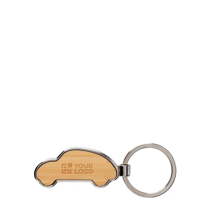 Porte-clés en bambou et zinc en forme de voiture