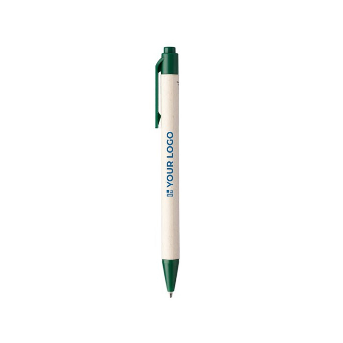 Stylo en carton de lait avec détails colorés et encre bleue