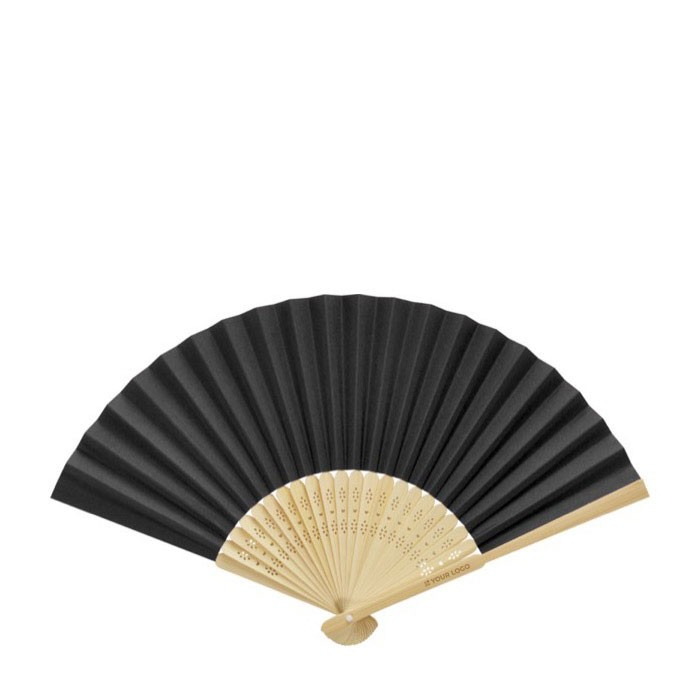 Éventail en bambou et papier avec détails décoratifs