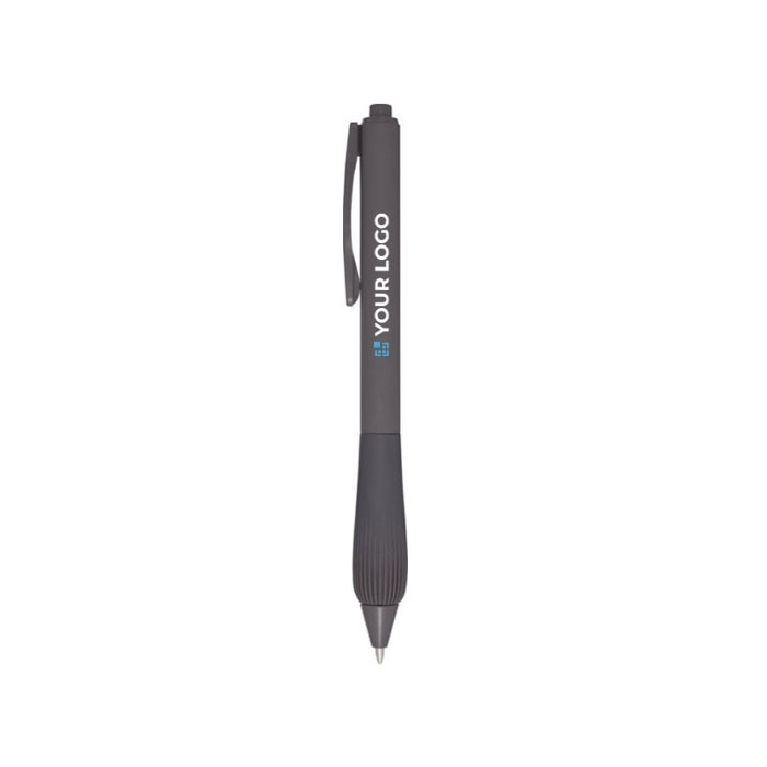 Stylo en plastique recyclé avec corps en caoutchouc encre bleue