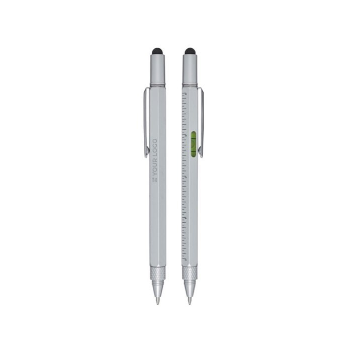 Stylo multifonction en aluminium recyclé argenté encre noire