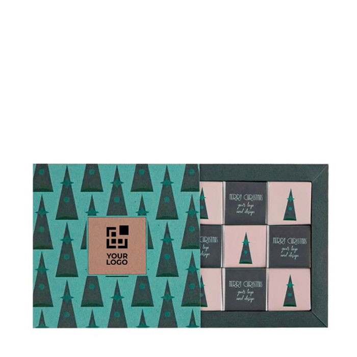 Ensemble de 9 chocolats de 5g au chocolat blanc, noir et au lait vue principale