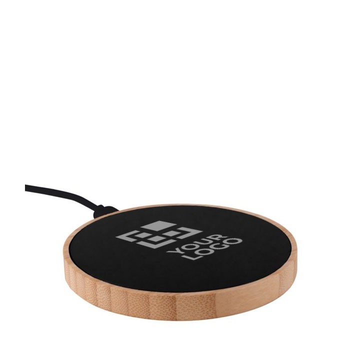 Chargeur sans fil en bambou avec surface rétroéclairée 15W