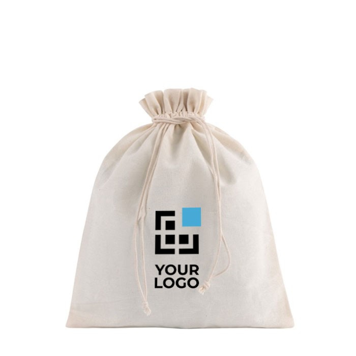 Sac moyen en coton recyclé avec cordons de fermeture 120 g/m2