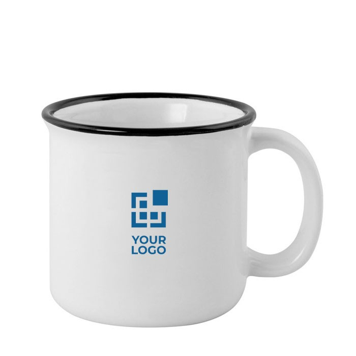 Tasse en céramique vintage avec bord noir sur partie supérieure 280ml