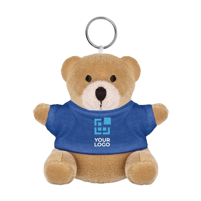 Porte-clés publicitaire avec ours en peluche couleur bleu