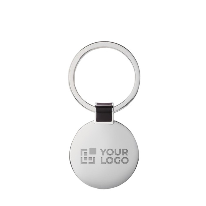 Porte-clés élégant rond en nickel couleur noir