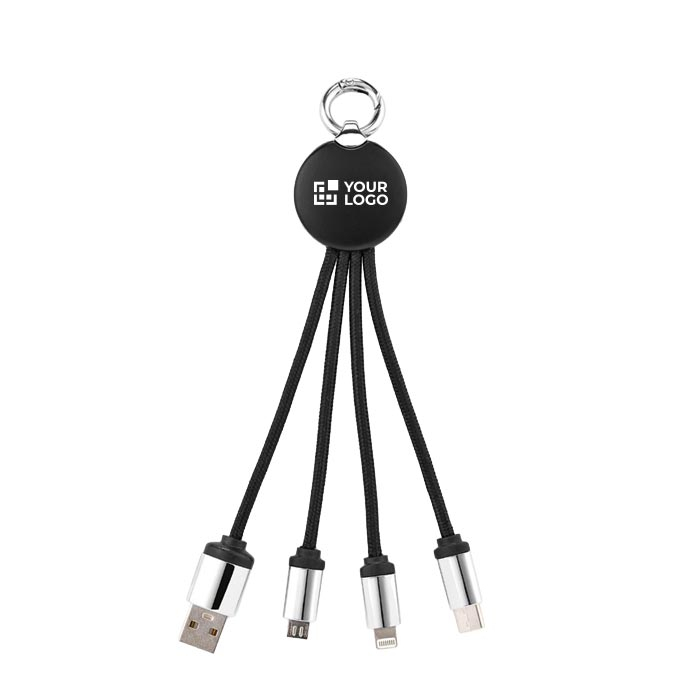 Câble de charge compact 4-en-1 avec porte-clés et logo lumineux 10W