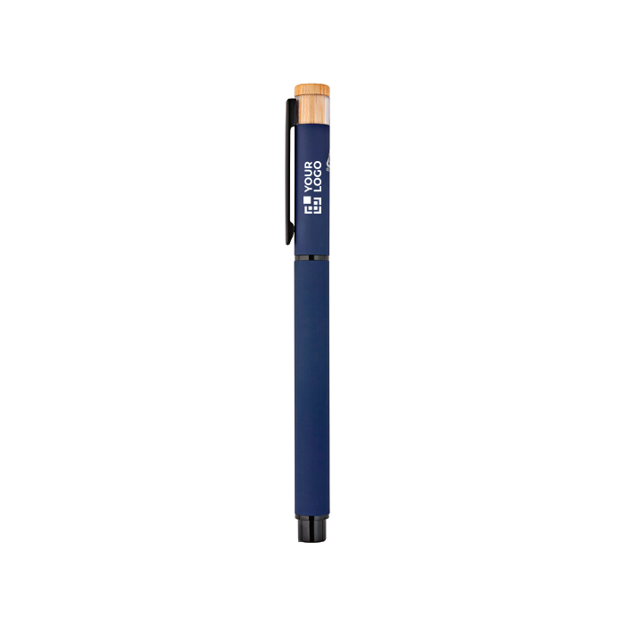 Stylo roller en aluminium recyclé et bambou avec encre bleue