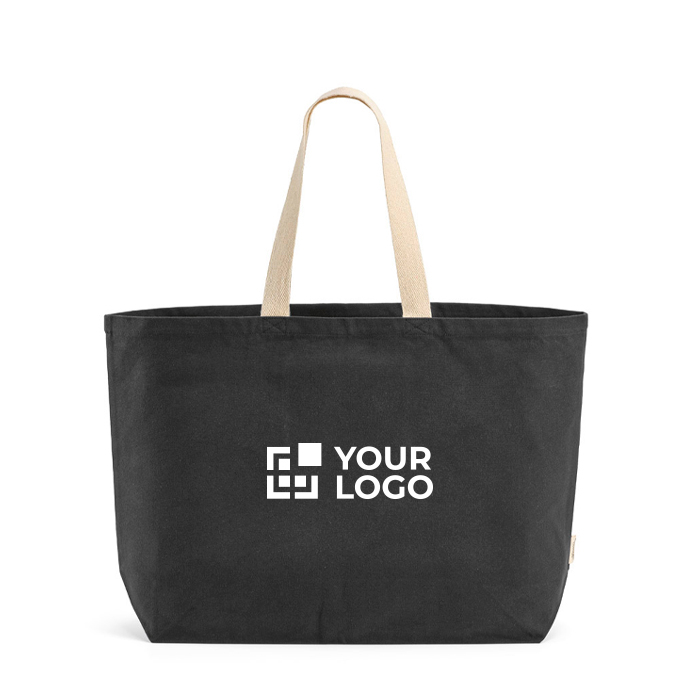 Sac de courses en coton recyclé de 32 L avec soufflet 400 g/m²