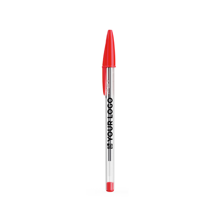 Stylo à bille en plastique transparent à encre rouge BIC® Cristal®