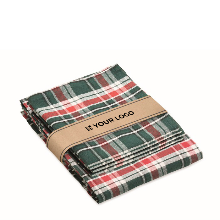 Nappe en coton à carreaux avec 4 serviettes incluses 200 g/m²