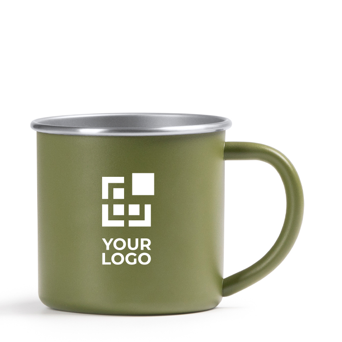 Tasse en acier inoxydable recyclé avec bord et intérieur argenté 350ml