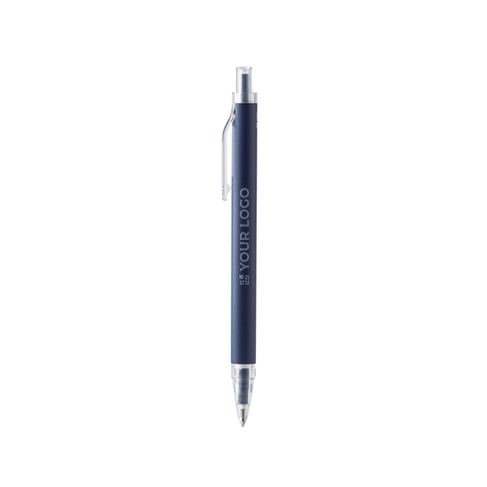 Stylo bille en aluminium recyclé mat, clip transparent et encre bleue