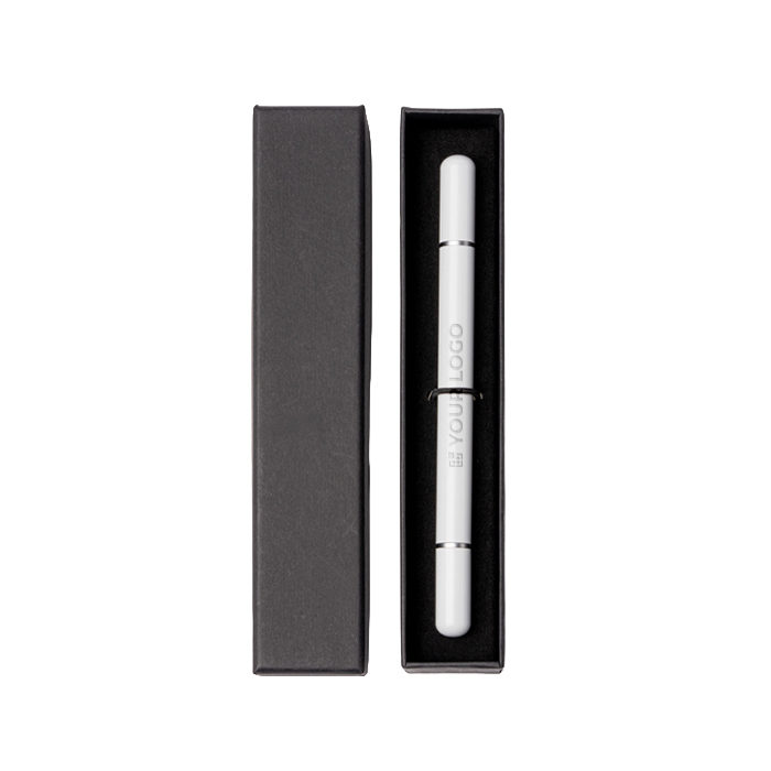 Stylo à corps métallique 2 en 1 avec pointe infinie et encre bleue