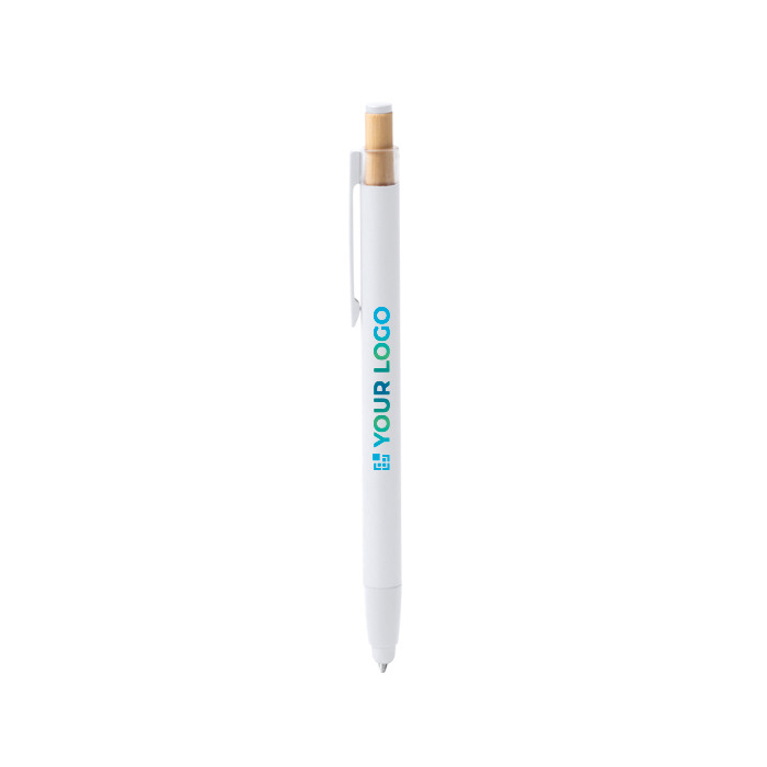 Stylo bille en aluminium recyclé mat et bambou, encre bleue