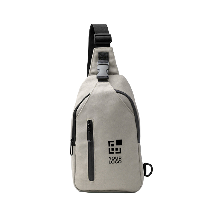 Sac bandoulière en coton recyclé avec fermetures éclair et sangle