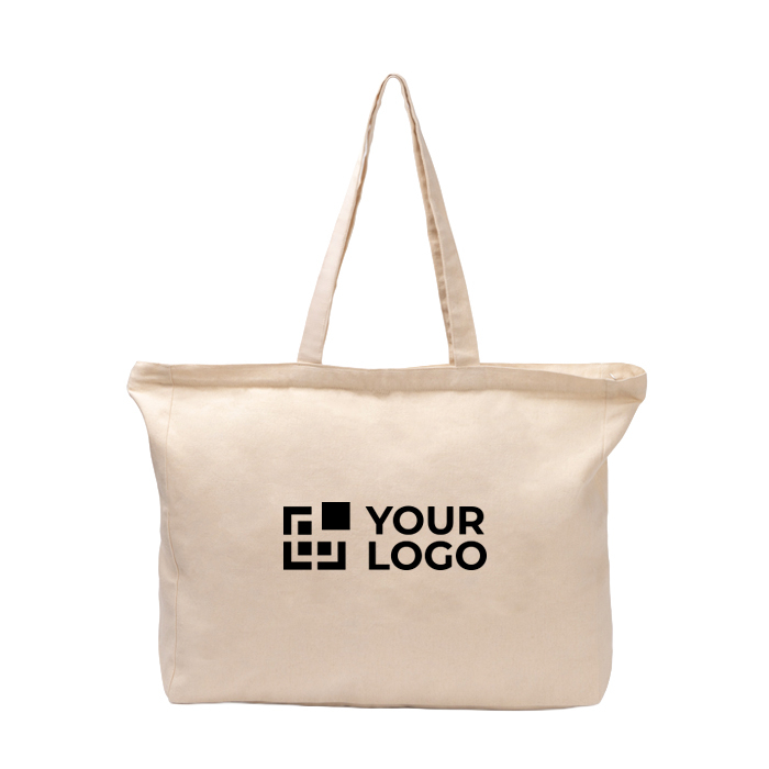 Sac en coton avec fermeture éclair et soufflet 230 g/m²