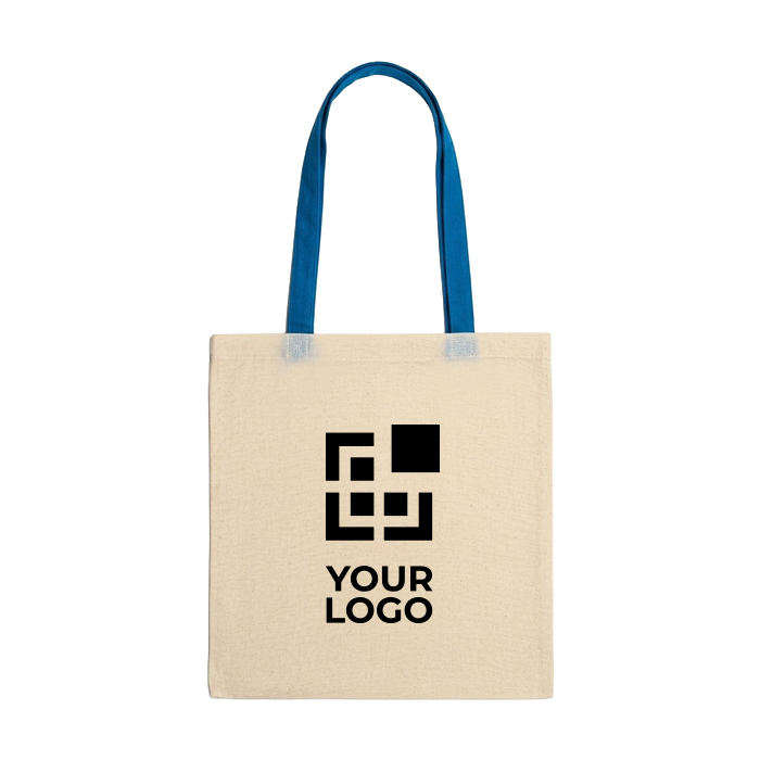 Sac en coton 100 % avec anses longues colorées 140 g/m²
