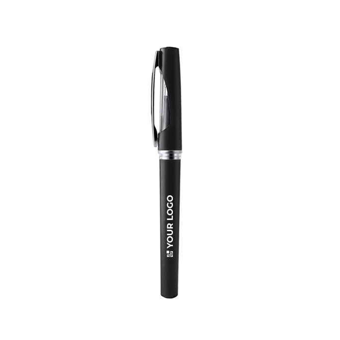 Stylo roller en plastique avec corps métallisé et encre bleue