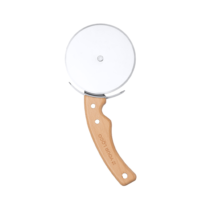 Coupe-pizza avec manche ergonomique en bois et lame en acier