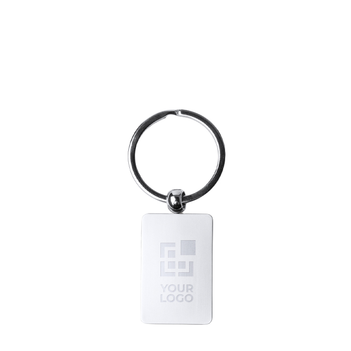 Porte-clés métallique rotatif, finition mate et surface de marquage