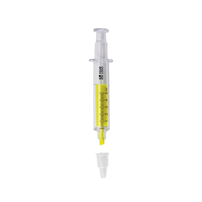 Marqueur fluorescent en plastique en forme de seringue