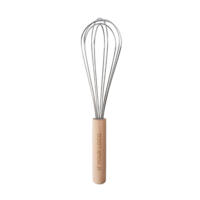 Fouet manuel en acier inoxydable avec manche en bois personnalisable