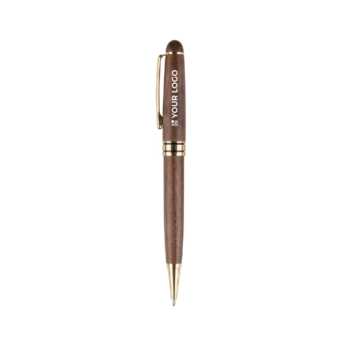 Stylo rotatif en noyer et laiton à encre bleue Dokumental