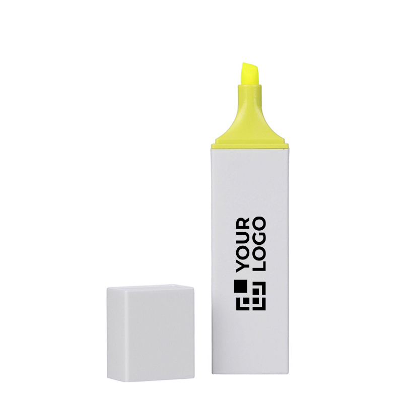 Surligneur en plastique avec corps blanc et détail en couleur