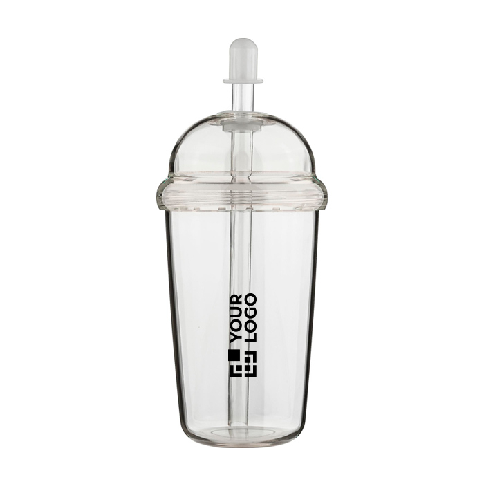 Gobelet RPET avec couvercle vissé et paille 500 ml