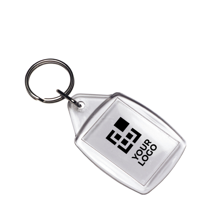 Porte-clés transparent avec insertion papier ou photo