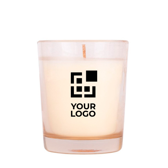 Bougie en paraffine parfumée dans un pot en verre translucide