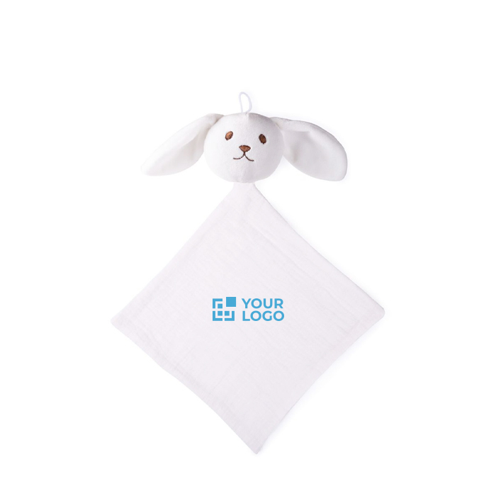 Doudou pour bébé en doux coton avec une tête de lapin