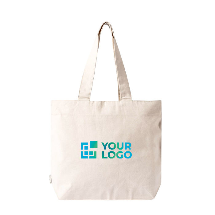 Sac en coton recyclé avec fermeture éclair et longues anses 280 g/m²