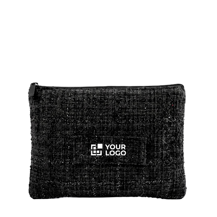 Trousse plate bouclée en polyester avec zip 270 g/m²
