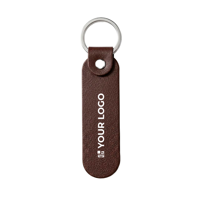 Porte-clés allongé en similicuir avec coffret de présentation