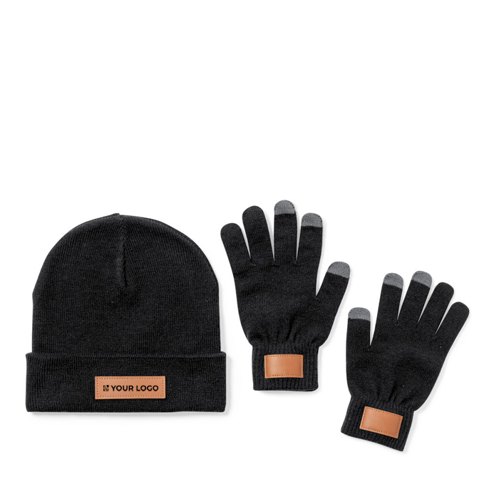 Ensemble de gants tactiles et bonnet avec zone d'impression