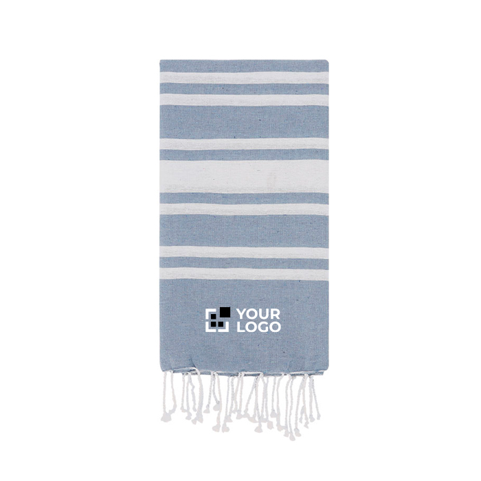Paréo fin en coton et polyester à rayures avec franges 150 g/m²