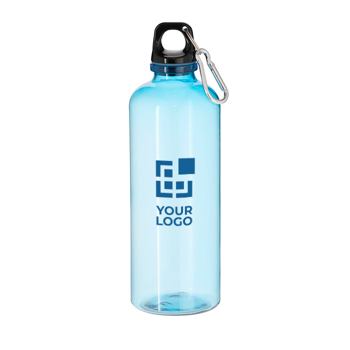 Bouteille en RPET translucide avec mousqueton sur le couvercle 630 ml