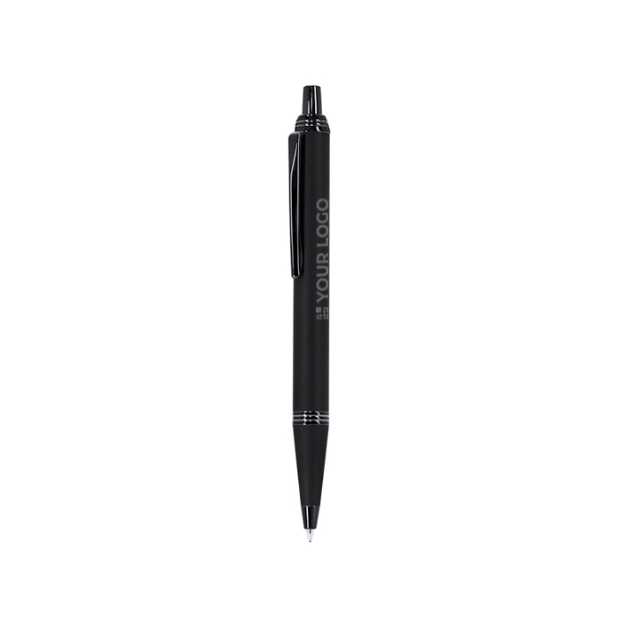 Stylo à bille en aluminium avec finition gomme, encre bleue